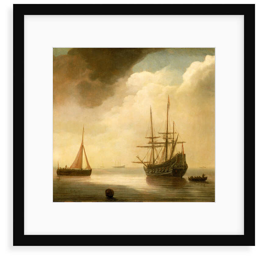 A ship in a calm sea by Abraham de Verwer
