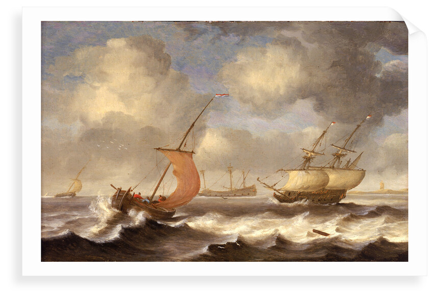 Dutch ships in a breeze by Monogrammist DW