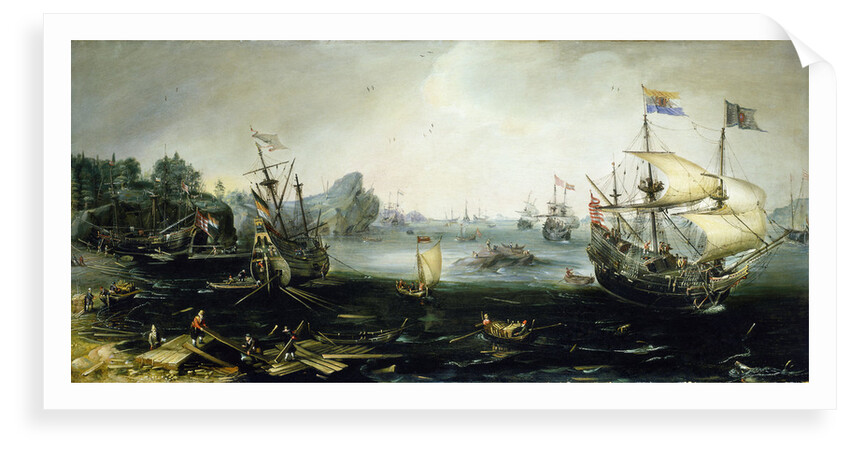 Dutch ships loading timber in a Northern Port by Andries van Eertvelt