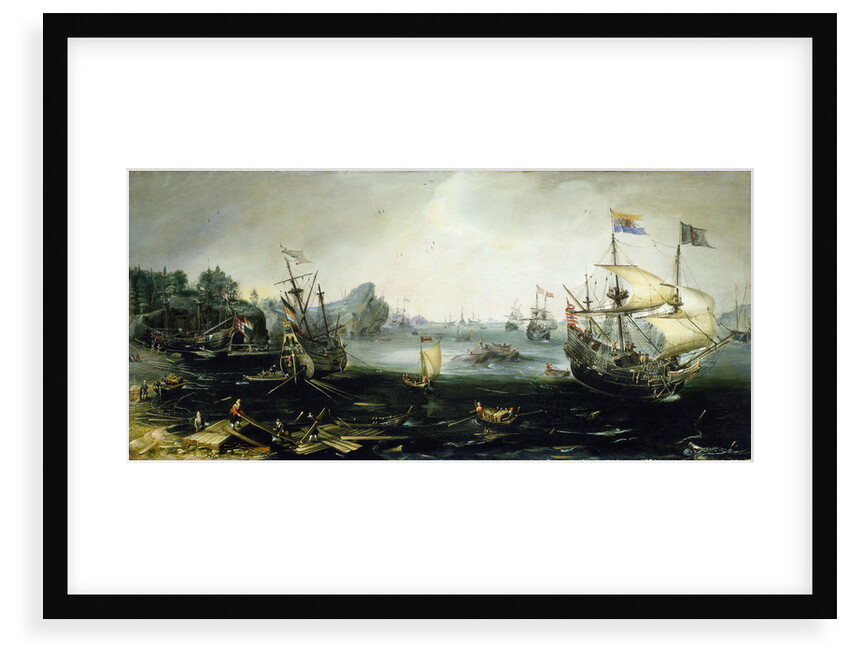 Dutch ships loading timber in a Northern Port by Andries van Eertvelt
