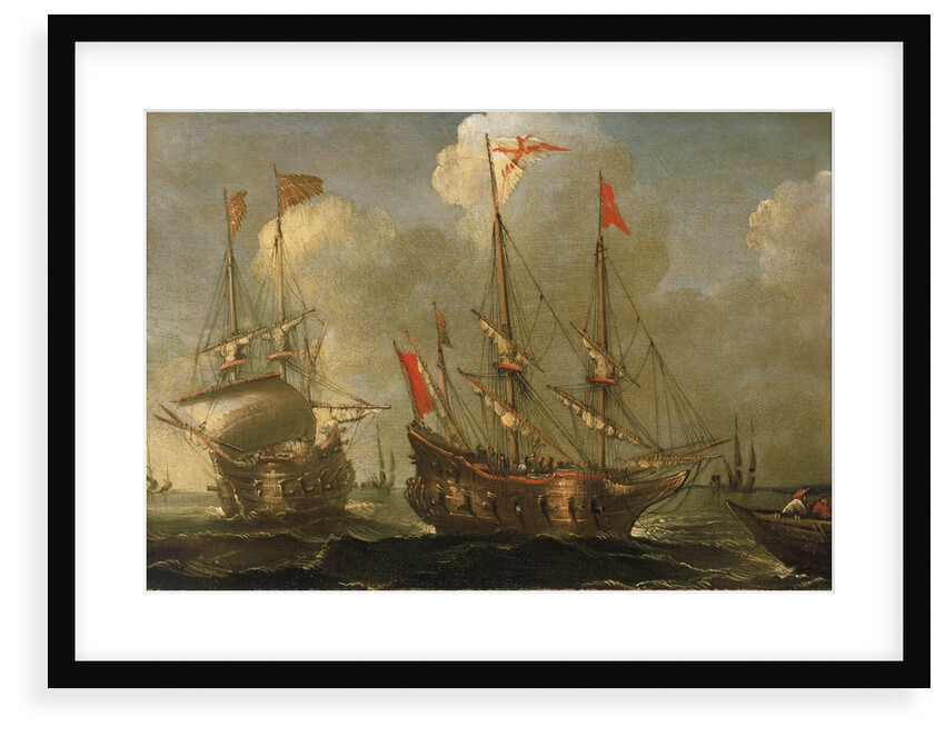 Spanish ships at anchor by Sebastian Castro