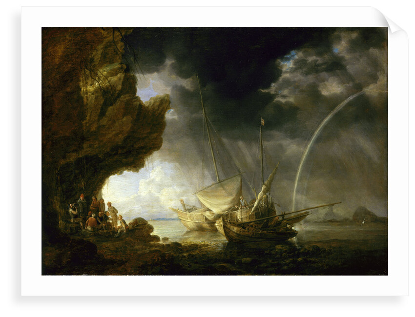 Seascape with sailors sheltering from a rainstorm by Bonaventura Peeters the Elder