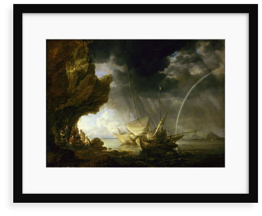 Seascape with sailors sheltering from a rainstorm by Bonaventura Peeters the Elder