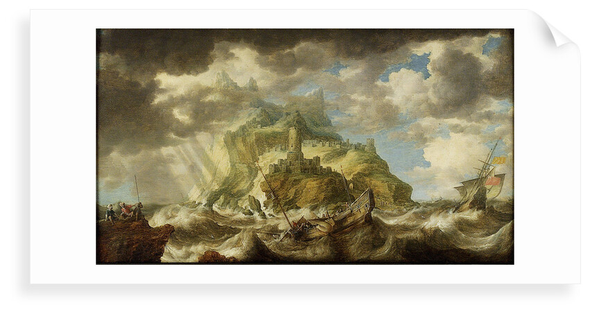 A dismasted ship in a rough sea by Bonaventura Peeters the Elder