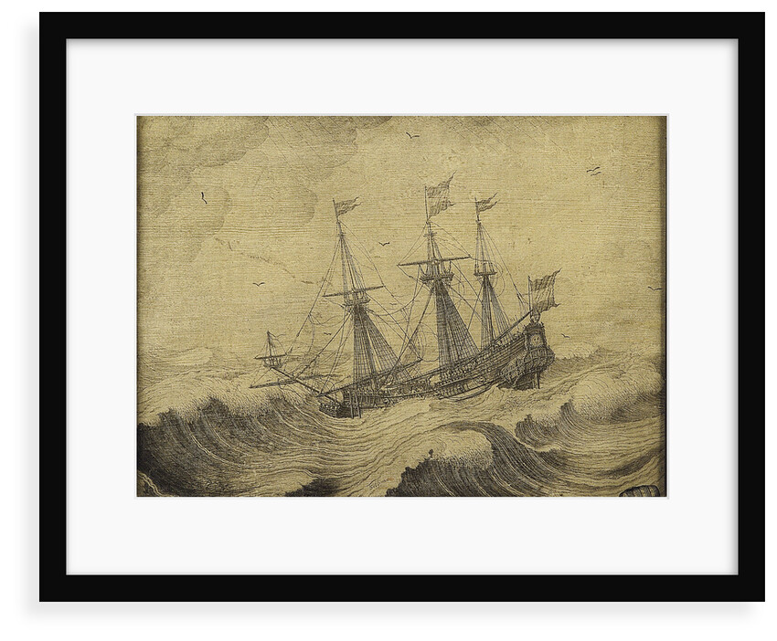 A Dutch ship in a stormy sea by Experiens Sillemans