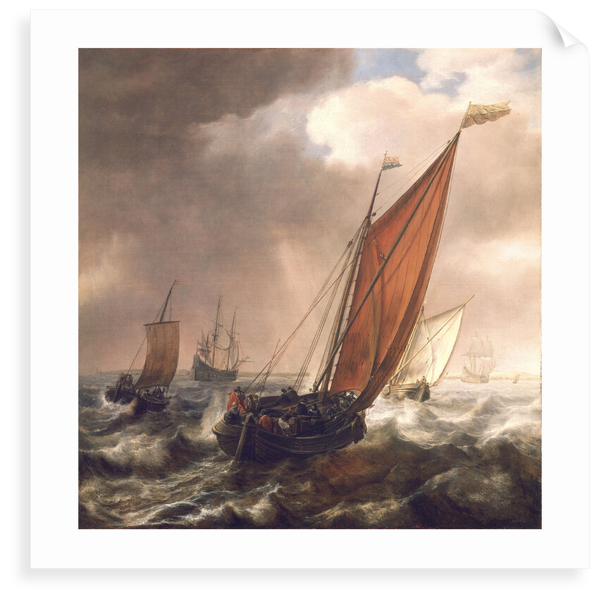 A Dutch ferry boat before a breeze by Simon de Vlieger