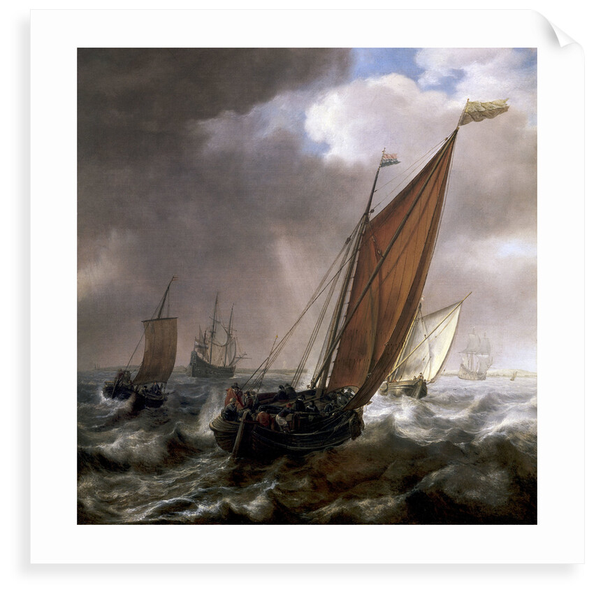 A Dutch ferry boat before a breeze by Simon de Vlieger