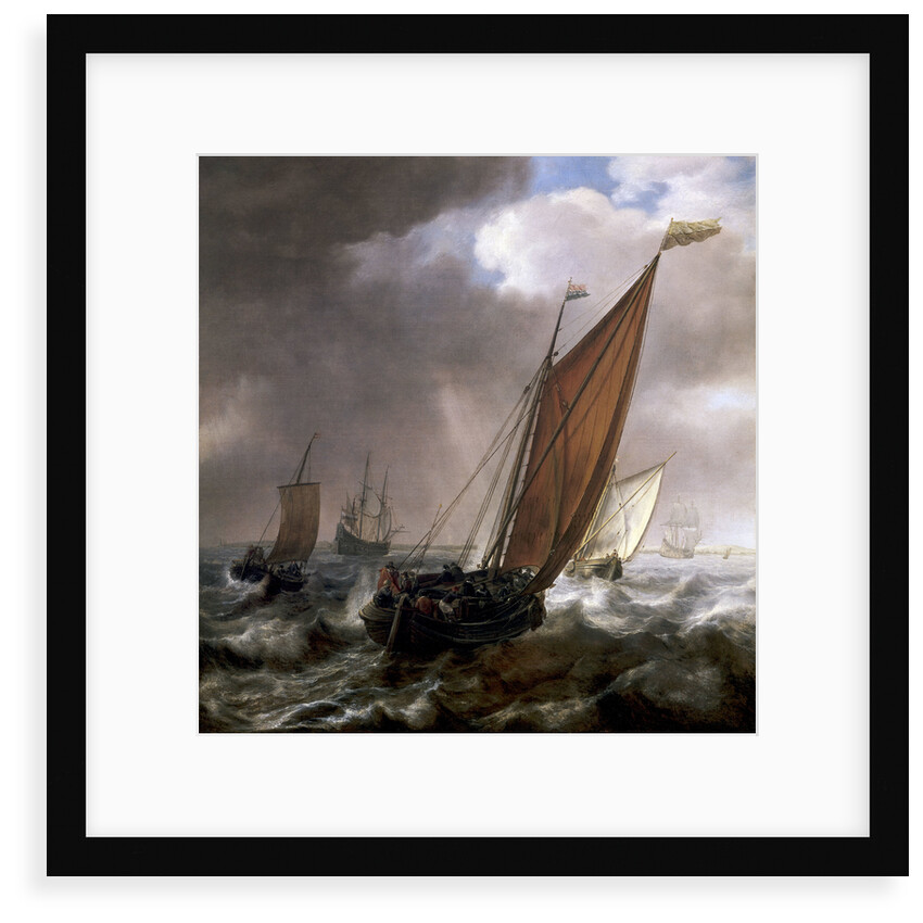 A Dutch ferry boat before a breeze by Simon de Vlieger