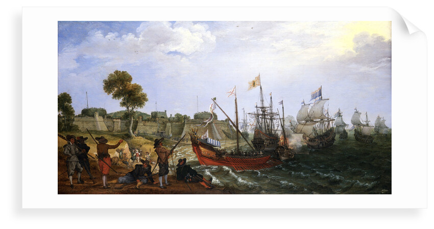Dutch squadron attacking a Spanish fortress by Adam Willaerts