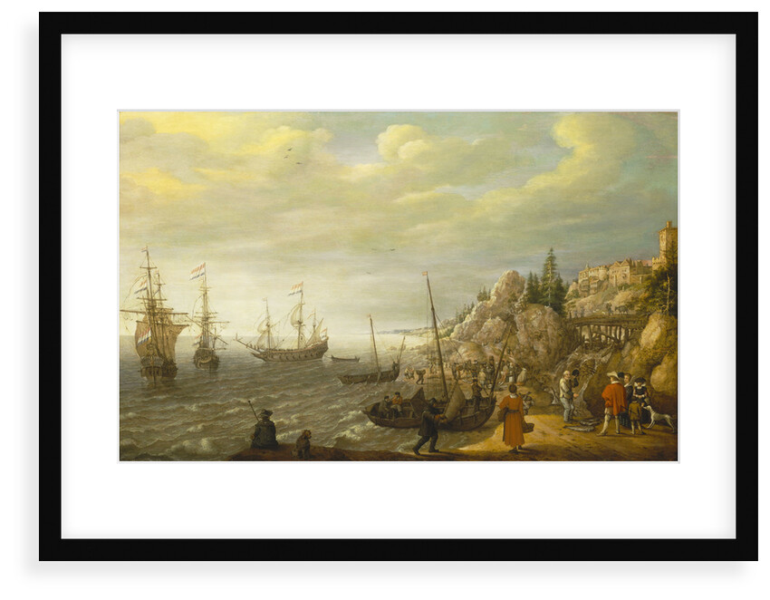 Dutch ships at anchor off a fortified Scandinavian town by Adam Willaerts