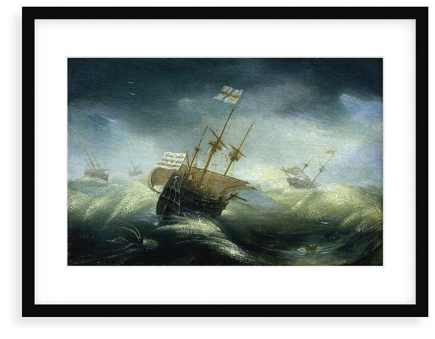 English ships in a rough sea by Claes Wou