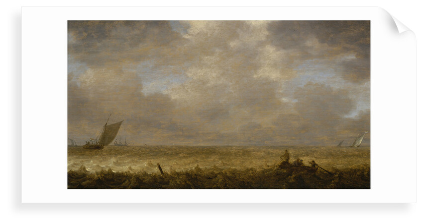 A shallow sea with fishing boats by Pieter Mulier