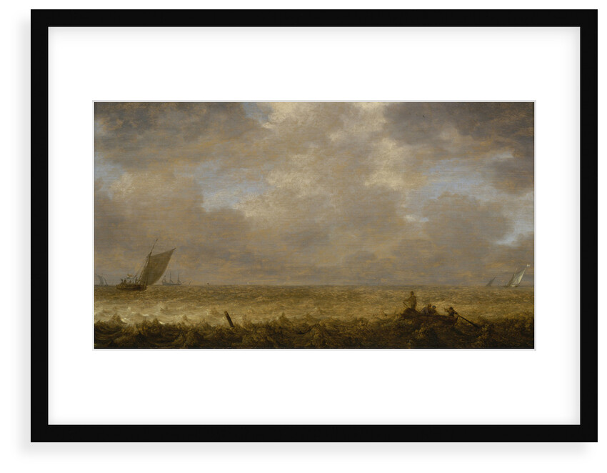 A shallow sea with fishing boats by Pieter Mulier