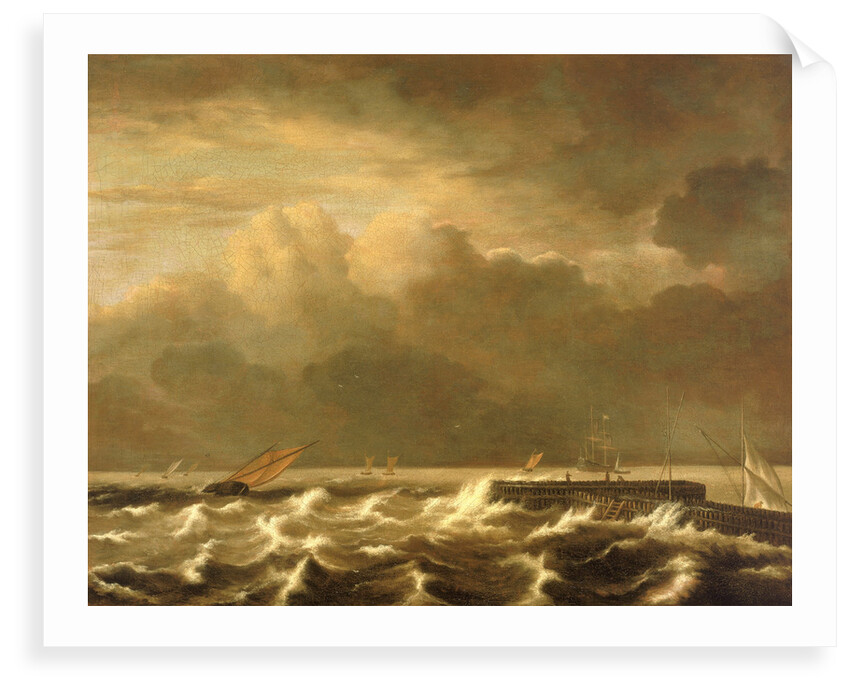 Rough seas breaking over a jetty by Jacob van Ruisdael