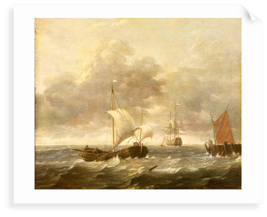 A fishing pink running past a jetty by Gerrit Battem