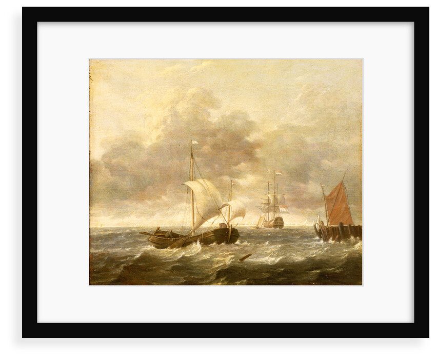 A fishing pink running past a jetty by Gerrit Battem