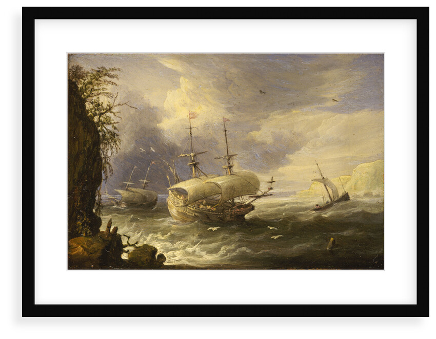Shipping off a rocky coast by Pieter van den Velde