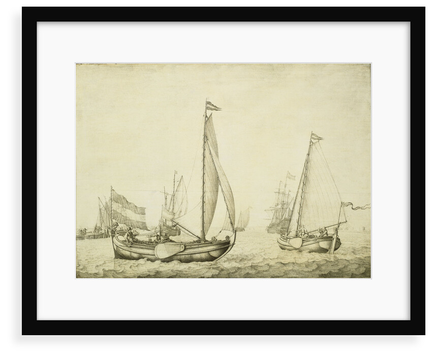Two Dutch boeier yachts under sail by Willem van de Velde the Elder