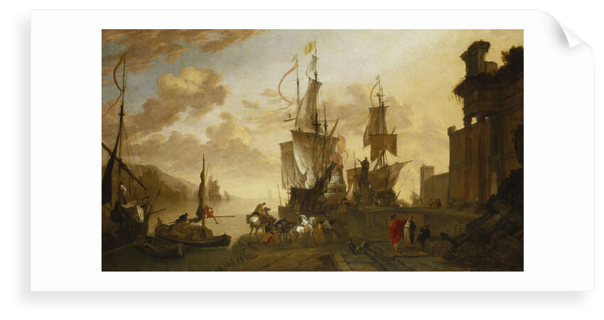 Shipping at Leghorn by Hendrik van Minderhout