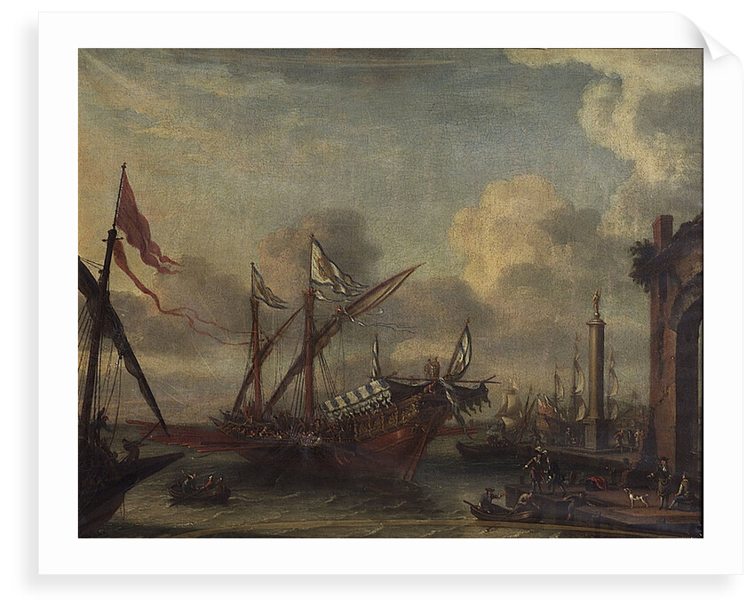 A galley off a mediterranean port by Lorenzo A. Castro