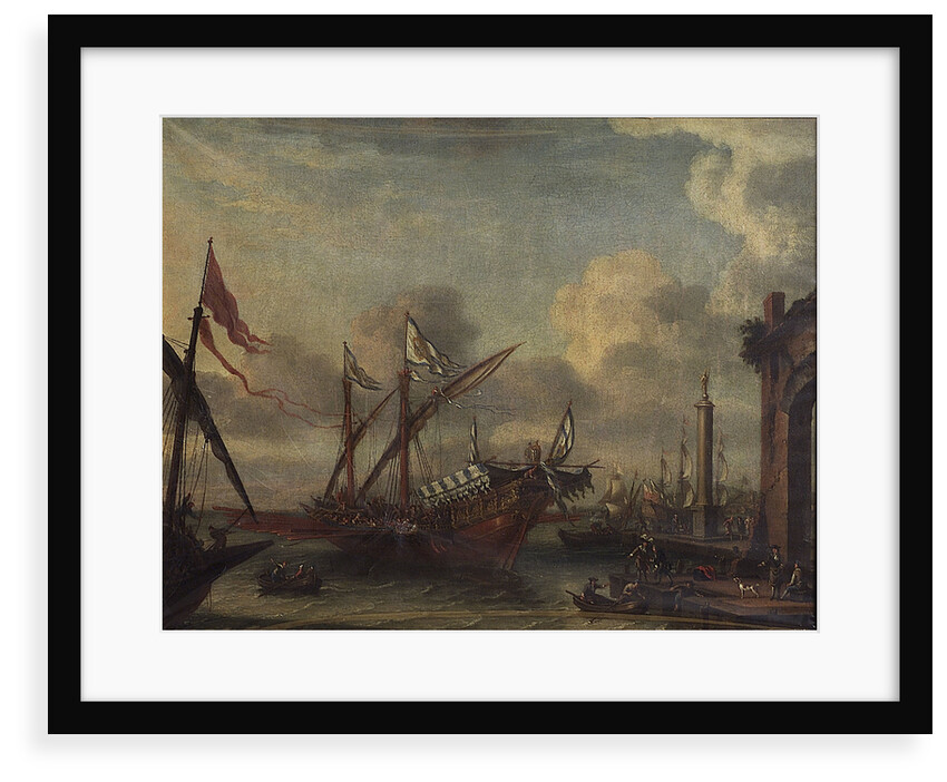 A galley off a mediterranean port by Lorenzo A. Castro