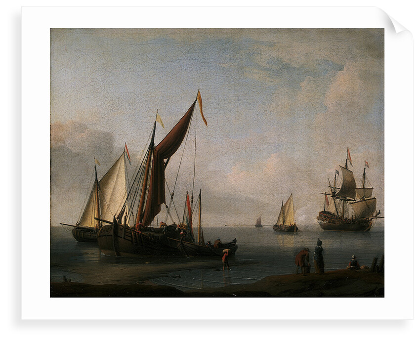 Dutch craft ashore by Willem Van de Velde the Younger