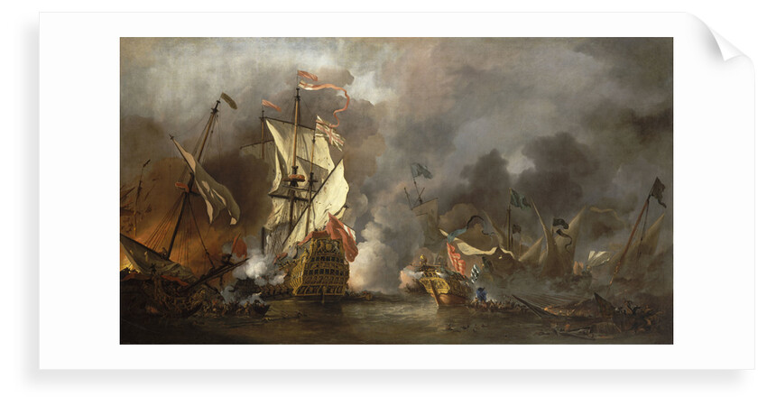 An English ship in action with Barbary pirates by Willem Van de Velde the Younger