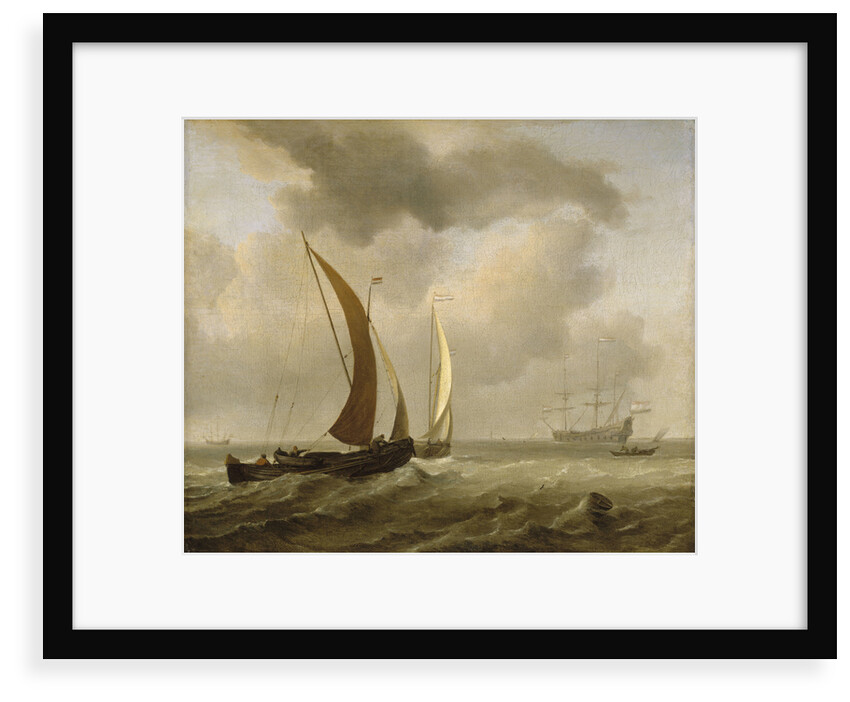 Two kaags at sea before a fresh breeze by Willem Van de Velde the Younger