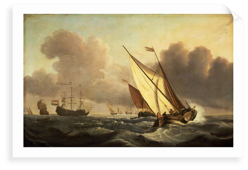 A kaag going to windward in a fresh breeze by Willem Van de Velde the Younger
