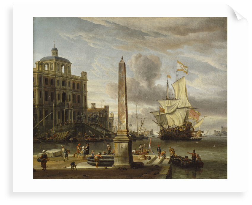 A Venetian pilgrim ship in an Italian port by Abraham Storck