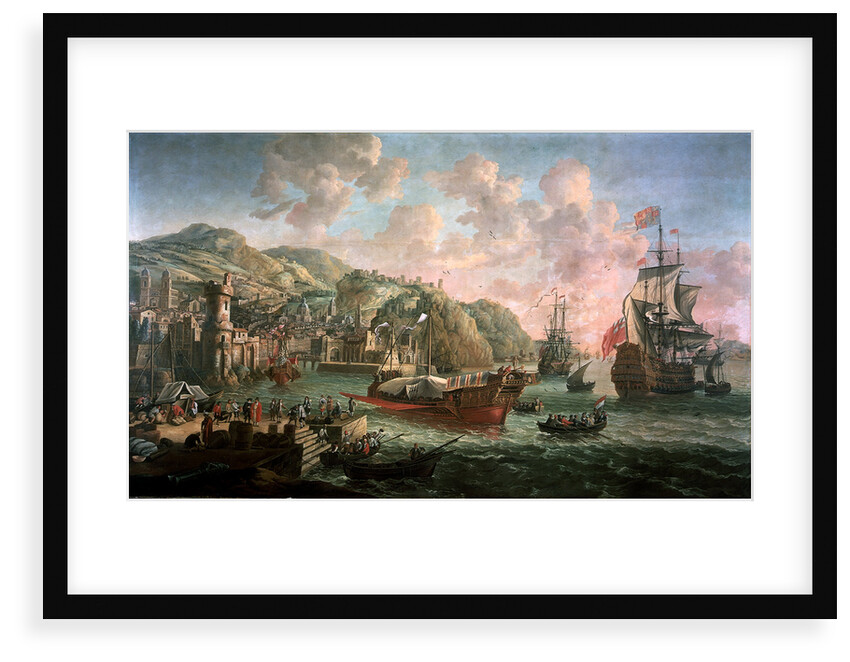 Ships, galleys and other vessels off an Italian port by Jacob Knyff