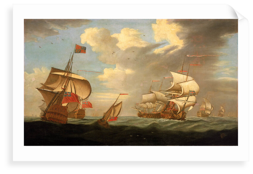 A man-of-war flying the Royal Standard, and other ships of the fleet by R. Vale