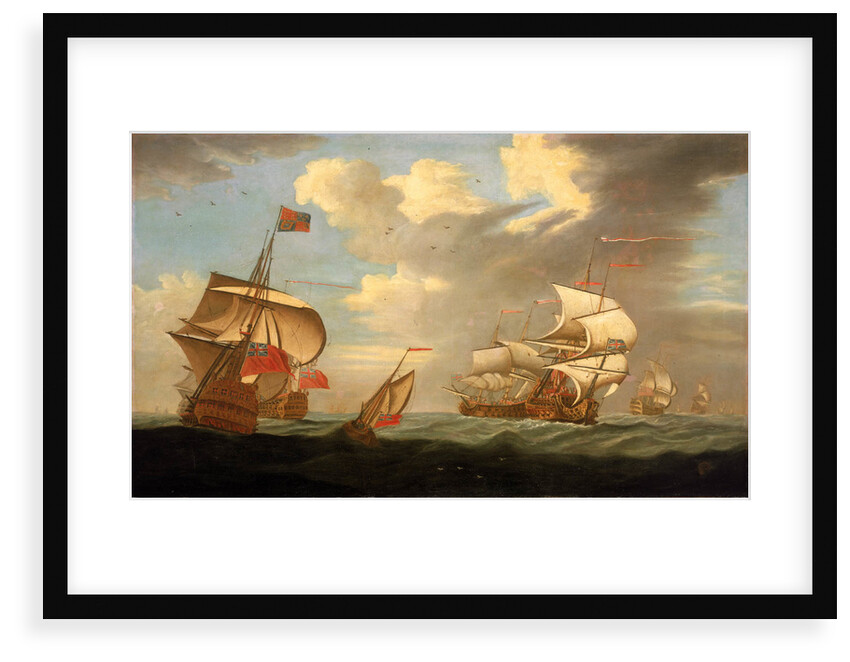 A man-of-war flying the Royal Standard, and other ships of the fleet by R. Vale