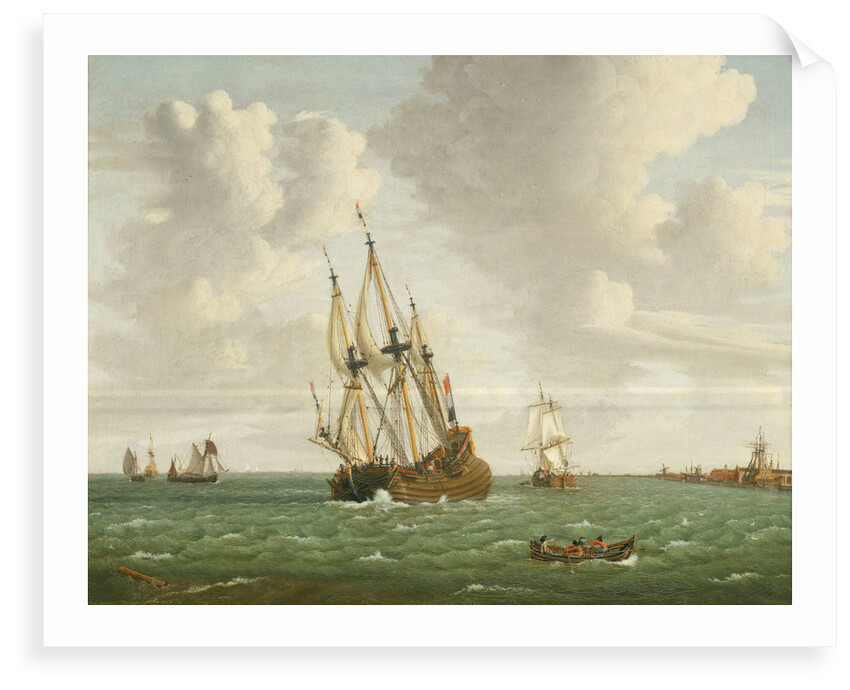 A Dutch whaler close-hauled in a breeze by Jan Claesz Rietschoof