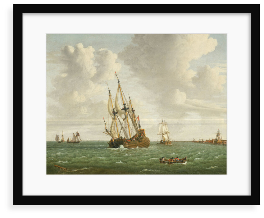 A Dutch whaler close-hauled in a breeze by Jan Claesz Rietschoof