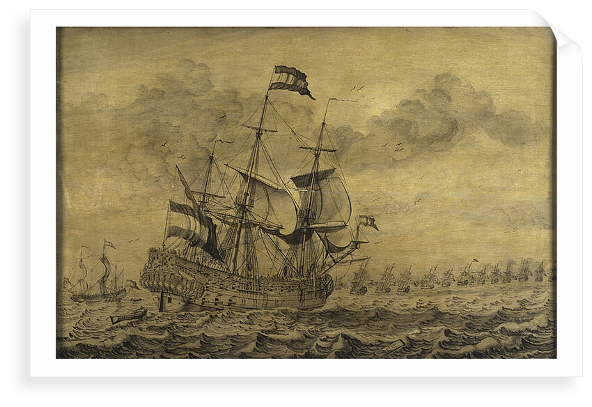 Dutch men-of-war joining the fleet by G. Vonk