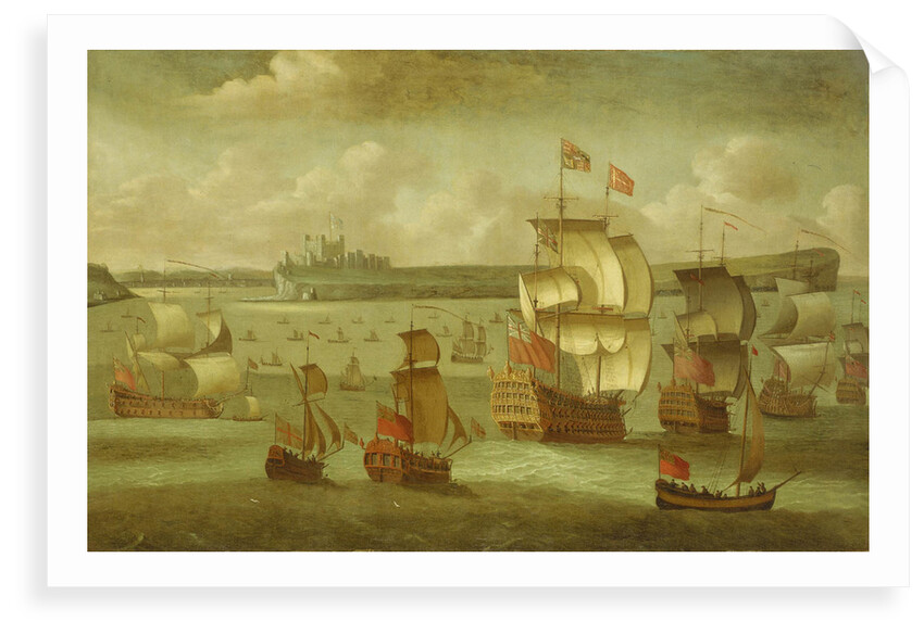 A ship flying the Royal Standard with other vessels by Isaac Sailmaker