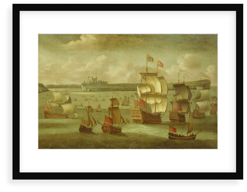 A ship flying the Royal Standard with other vessels by Isaac Sailmaker