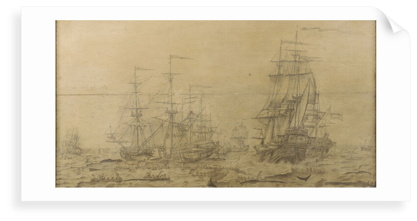 A 17th century whaling scene by T. or F 0 Boon