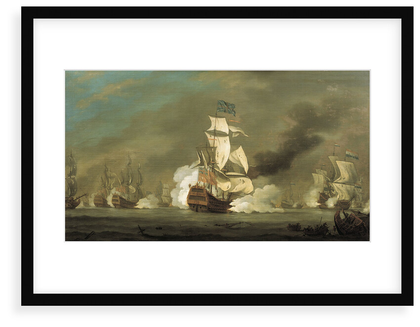 A battle between English and Dutch ships by Robert Woodcock