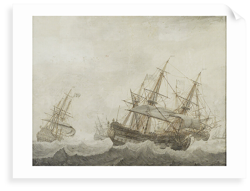 English men-of-war in a strong breeze by Cornelis Bouwmeester