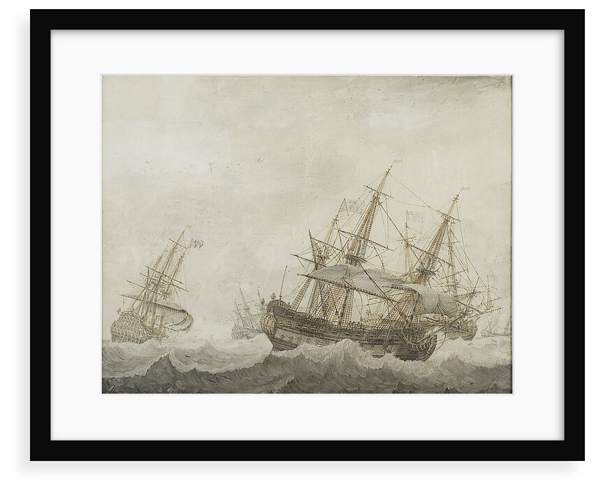 English men-of-war in a strong breeze by Cornelis Bouwmeester