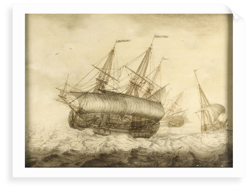 An English fourth-rate close-hauled in a breeze by Cornelis Bouwmeester