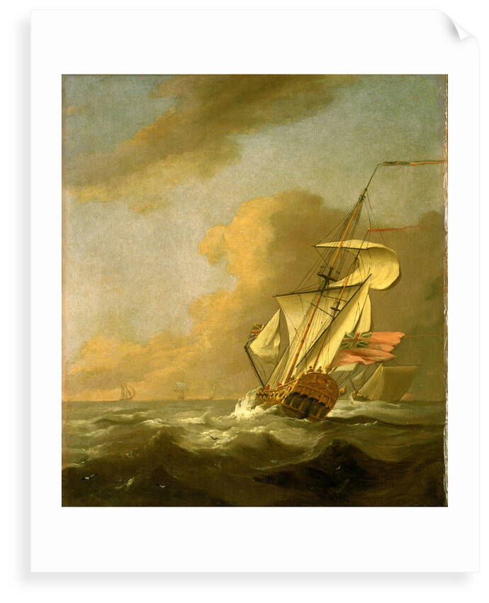 A ketch-rigged royal yacht in a breeze by Johan van der Hagen