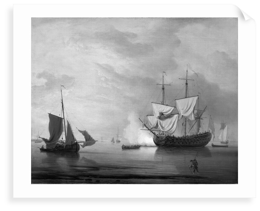An English ship becalmed by Peter Monamy