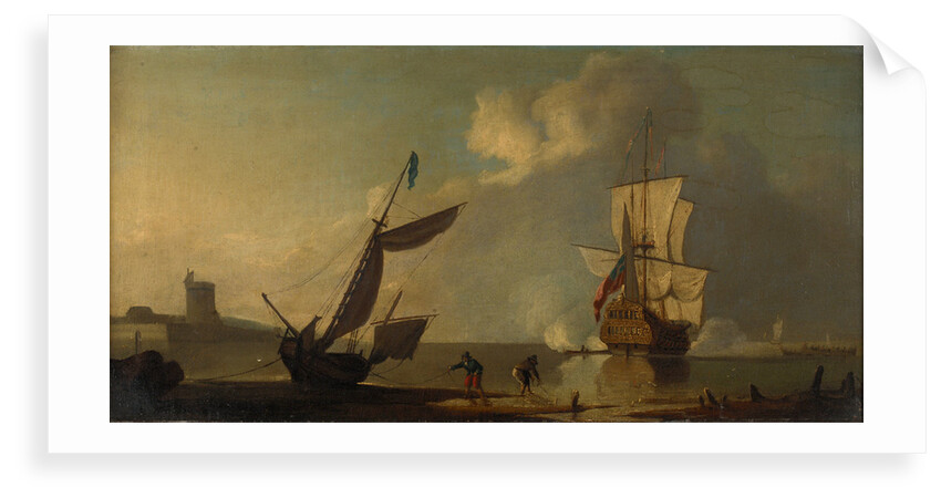 A ship saluting a fort by J. Cook