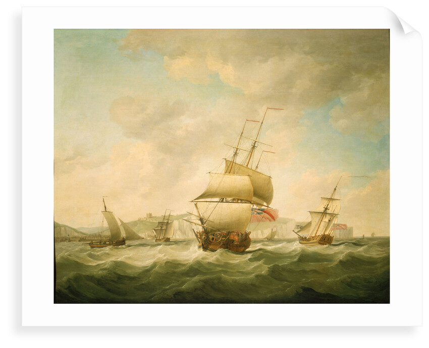 A merchantman and a royal yacht beating to qindward off Dover by Charles Brooking