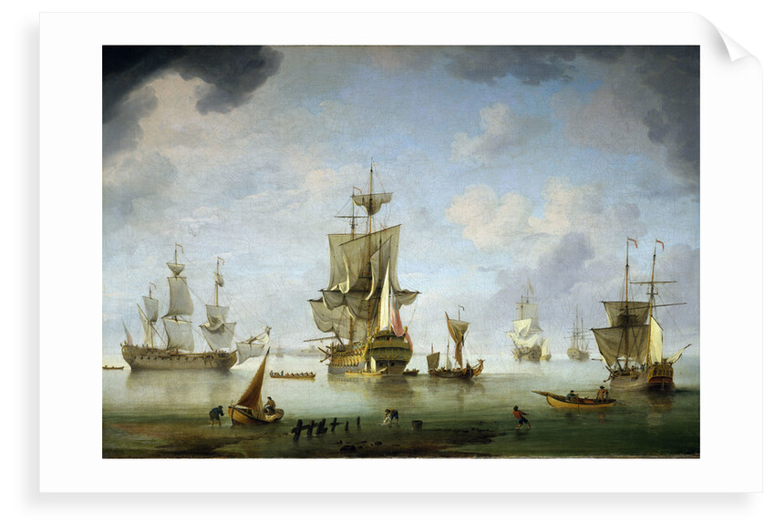 Shipping becalmed in the Solent by Charles Brooking