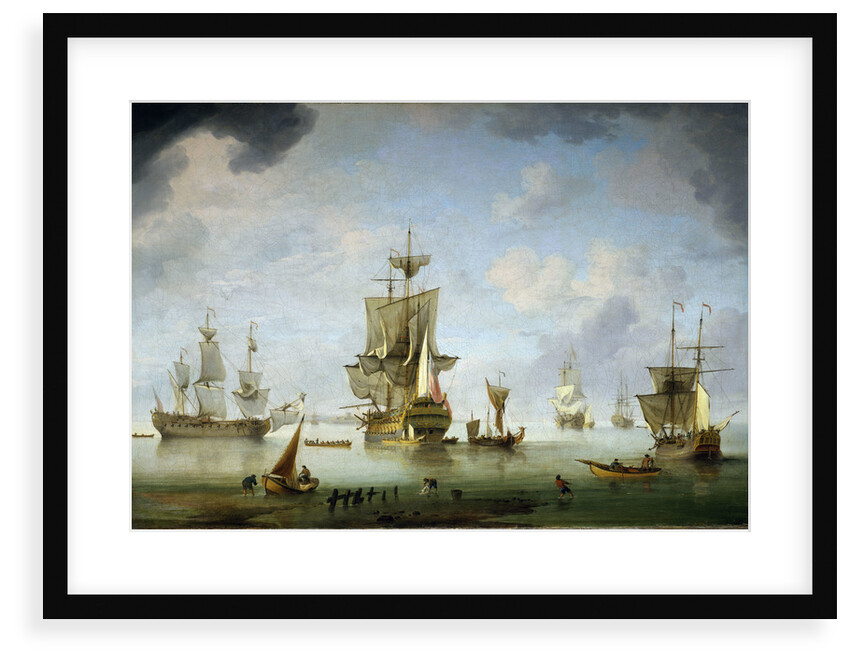 Shipping becalmed in the Solent by Charles Brooking
