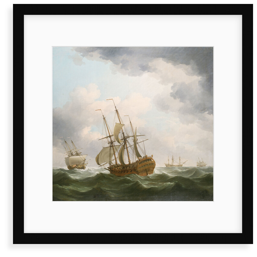 East Indiamen in a gale by Charles Brooking